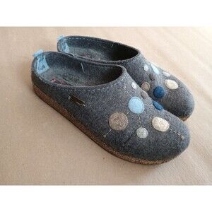 HAFLINGER RADIUS WOMEN'S WOOL FELT SLIPPERS CLOGS SZ 42 GRAY (READ)